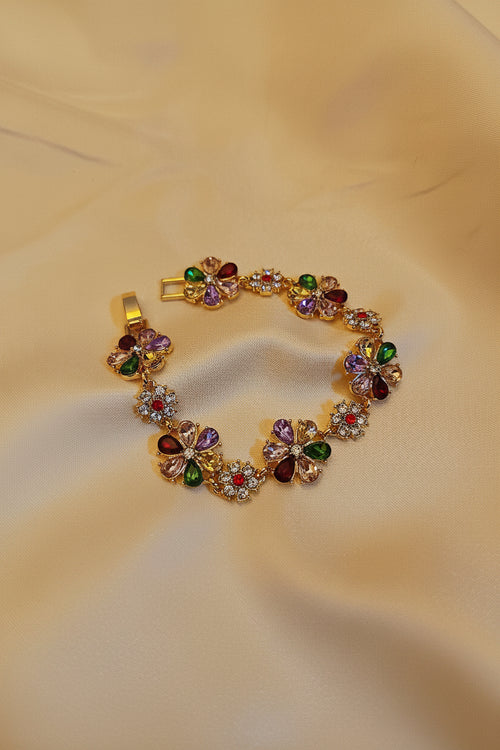"Aurora" - Florales Armband mit Multicolor-Kristallen