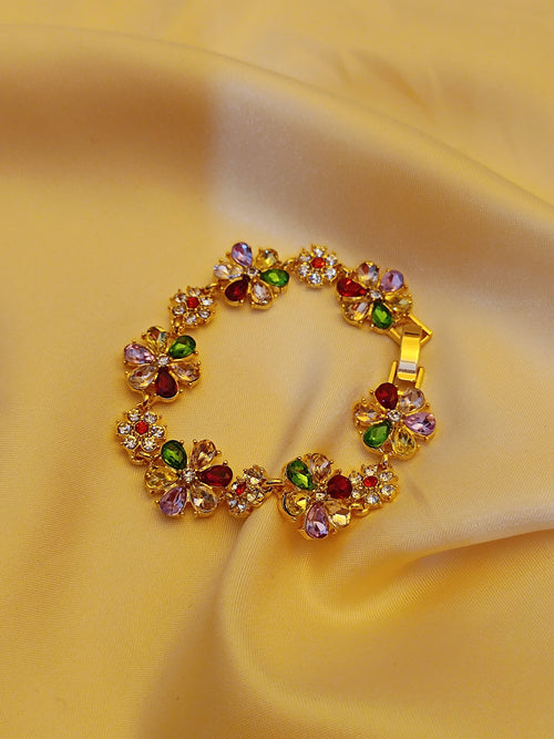 "Aurora" - Florales Armband mit Multicolor-Kristallen